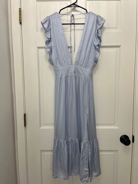 Stillwater Jessie Dusty Blue Midi Dress with Ruffles - Size XS
